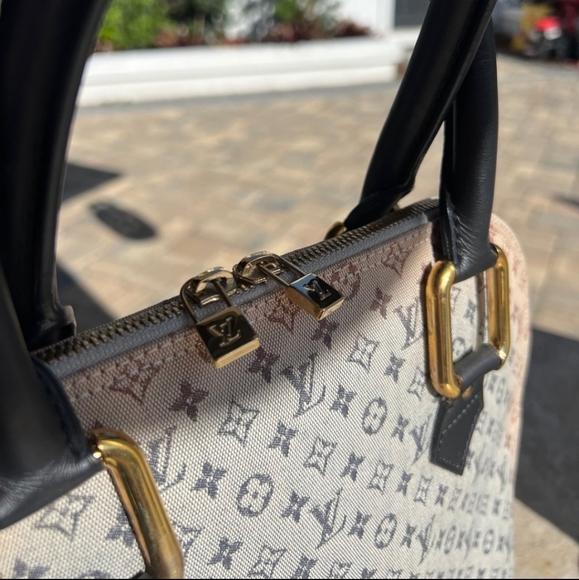 LOUIS VUITTON Blue Mini Lin Monogram Canvas Alma Haut Satchel Bag - Picture 7 of 10